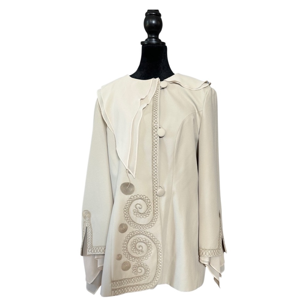 Vintage Anne French Studio Blazer Lace Patterns Flowing Sleeves